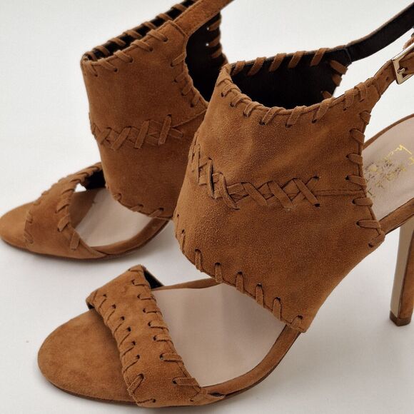 Artelier Nicole Miller Percy 7.5 M High Heel With Brown Suede Laced Accents - Picture 7 of 16